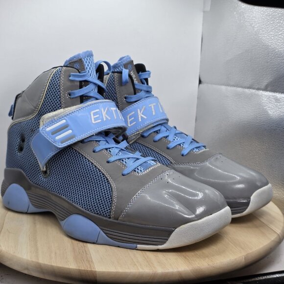 EKTIO Basketball Grey/Blue Men's Shoes Anti Ankle Sprain SIZE 14 - RARE - Picture 5 of 9